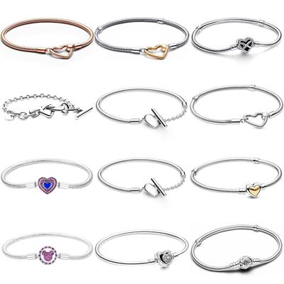 925 Silver Love Heart Bracelet Rose Gold Clasp Bead Charm DIY Jewelry Gift For Women Fashion Moments Bracelet