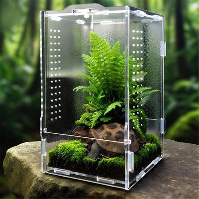 Acryl-Terrarium für Reptilien, hochtransparenter Lebensraum-Tank für Spinnen, Gottesanbeterinnen, Geckos, Kornnattern, Zuchtbox mit Lüftungslöchern
