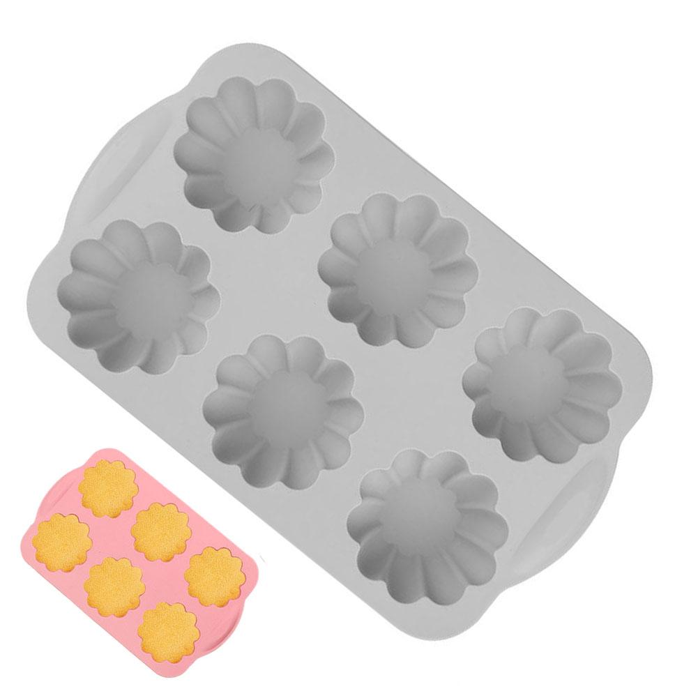 6-Cavity Silicone Flower Cake Mold Non-Stick Baking Mold for Wreath Ice Cubes,Chocolate, Mousse, Desserts – Silicone Muffin Pans
