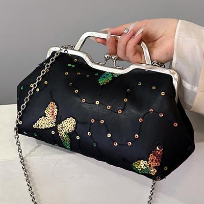 Women's Leather and Mesh PU Evening Bag Dinner Bags Wedding Clutches Feminine Shoulder Bags
