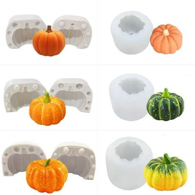 Pumpkin Shape DIY Candles Mould Dropping Glue Gypsum Ornaments Plaster 3D Silicone Mold Kitchen Hand-made Baking Candy Molds