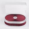 High Flow Chrome 12'x2' Oval Air Cleaner Filter Assembly 5-1/8' Carb Neck W/ Flow-Thru Lid for GMC Chevy Ford Chryler Dodge