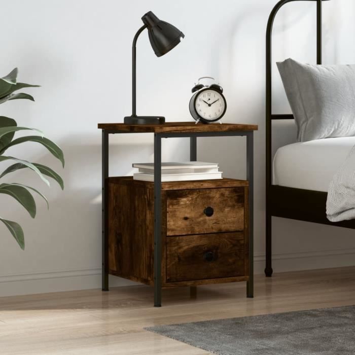VidaXL Bedside Table Smoked Oak 34x35.5x50 Cm Engineered Wood 826017