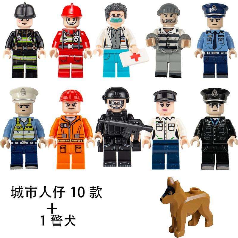 Bambola pompiere ingegnere professionista della città personaggio dei cartoni animati mattoncino giocattolo regalo di compleanno