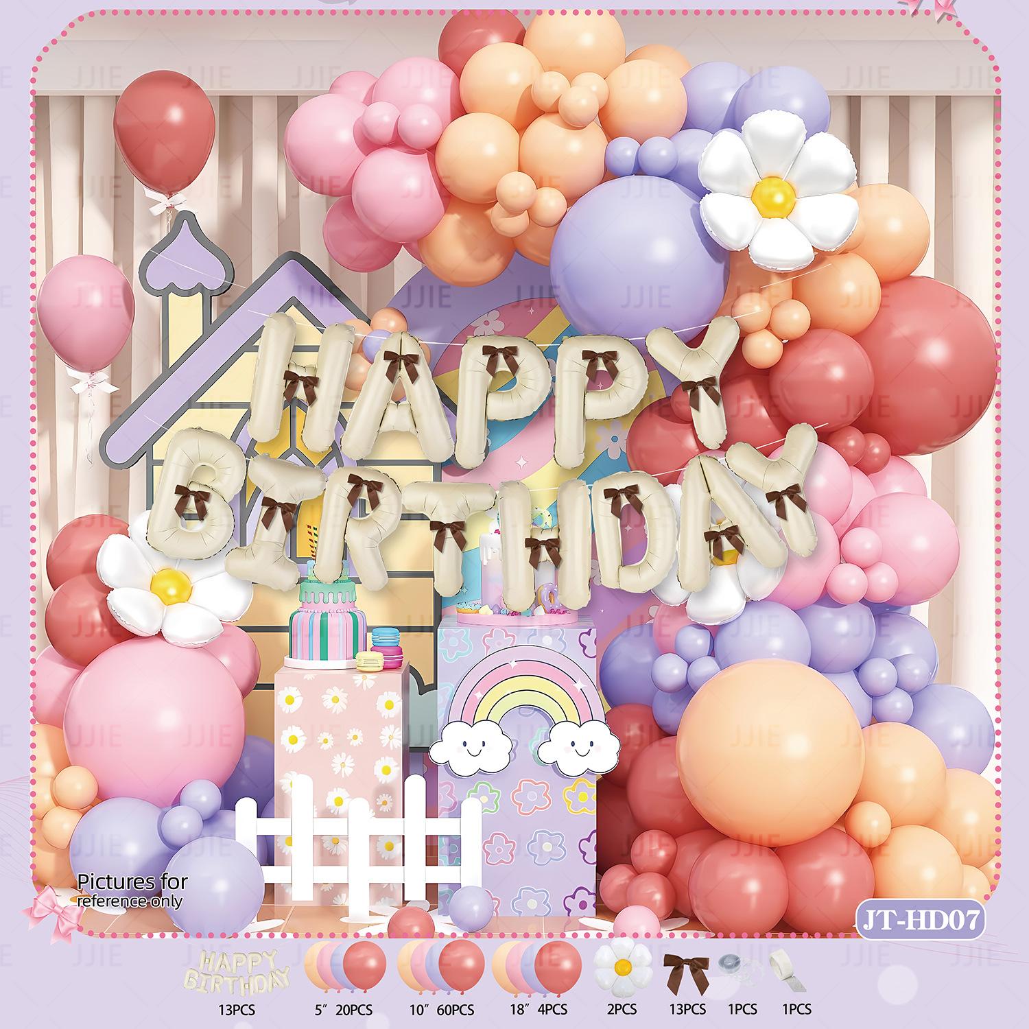 Bow Cartoon Internet Celebrity Balloon Chain Scene Decoration Party Balloon Decoration Birthday Ritual Background Wall jt-hd07-bowknotballoonset[dispensingglueandballoon