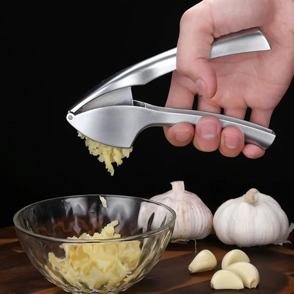 Ergonomic Grip Garlic Mincer Tool Easy-Squeeze Handle Handheld Ginger Crusher  Kitchen Tool
