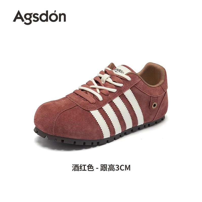 Augustine red German training shoes for women's 2025 autumn new soft-soled comfortable sports and leisure shoes flat-soled with skirts