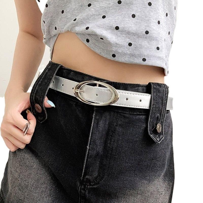 Black Pu Versatile Belt With Timeless Moon Design For Fashionable Looks Denim