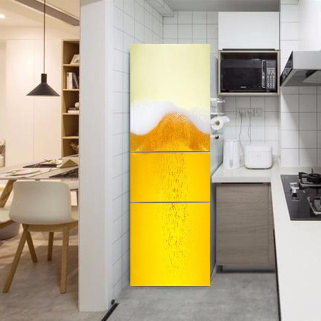 Water Droplets Geometry Line Pattern Self-Adhesive Refrigerator Freeze Sticker Kid's Art Fridge Door Cover Wallpaper Teenager 3D