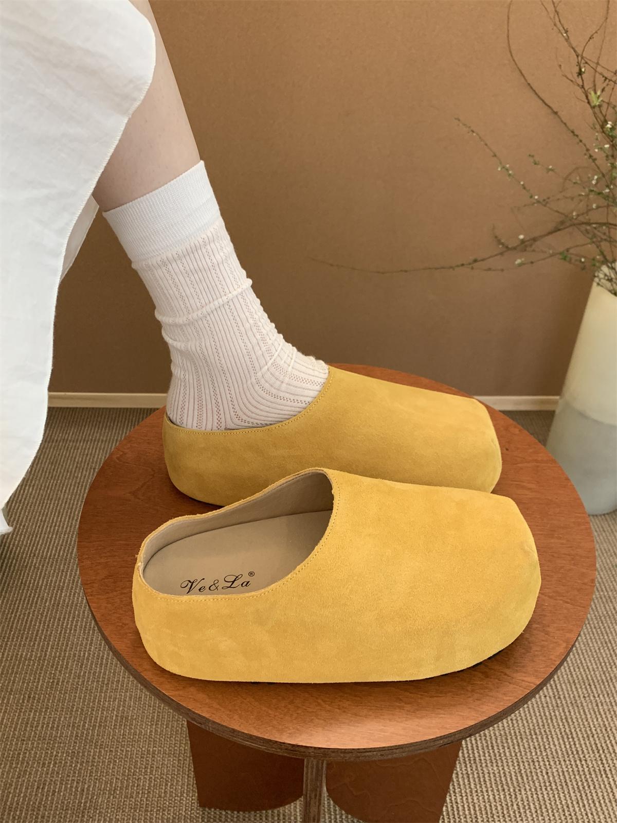 

Fashion Flats Platform Women Slippers New Sandals Mules Shoes 2025 Summer Loafers Slingback Casual Shoes Top Quality Brand Classic Women 35 жёлтый