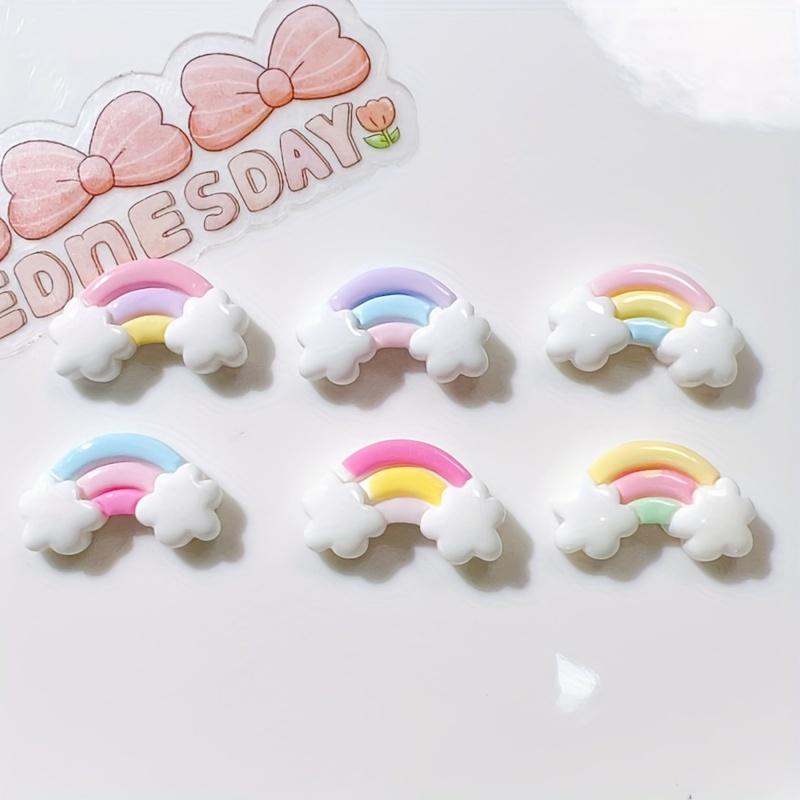 30 Stück Mini-Regenbogen-Wolken-Harz-Accessoires für DIY-Haarspangen, Schmuckherstellung, Schuhschnallen und Hut-Patches - kein Mosaik