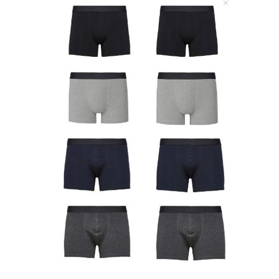 

Мужские 8 Pack Premium Black-серо-темно-синие дымчатые боксеры из лайкры s