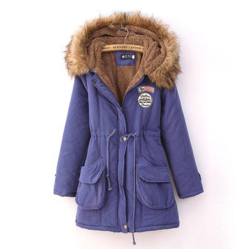 New Women's Warm Cotton Jacket With Fur Collar Hooded Parka For Winter