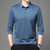 Mens Long Sleeve Jacquard Polo Shirt Business Casual Spring Autumn Top