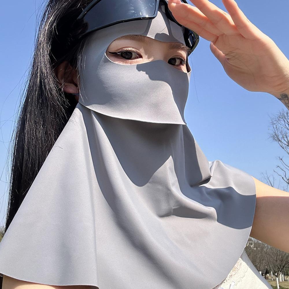 UPF 50+ Ice Silk Face Cover Summer Neck Wrap Cover Sunshade Full-Face Sunscreen Veil  Cycling