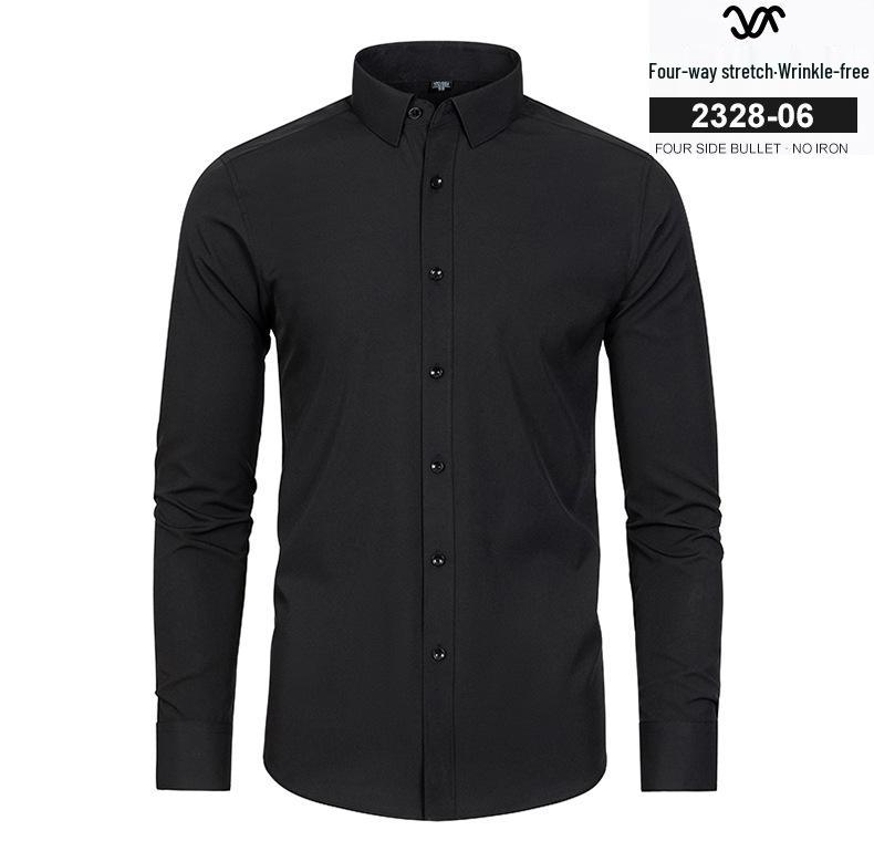 Chemise Stretch à Manches Longues Slim Fit pour Homme - Couleur Unie, Business Décontracté