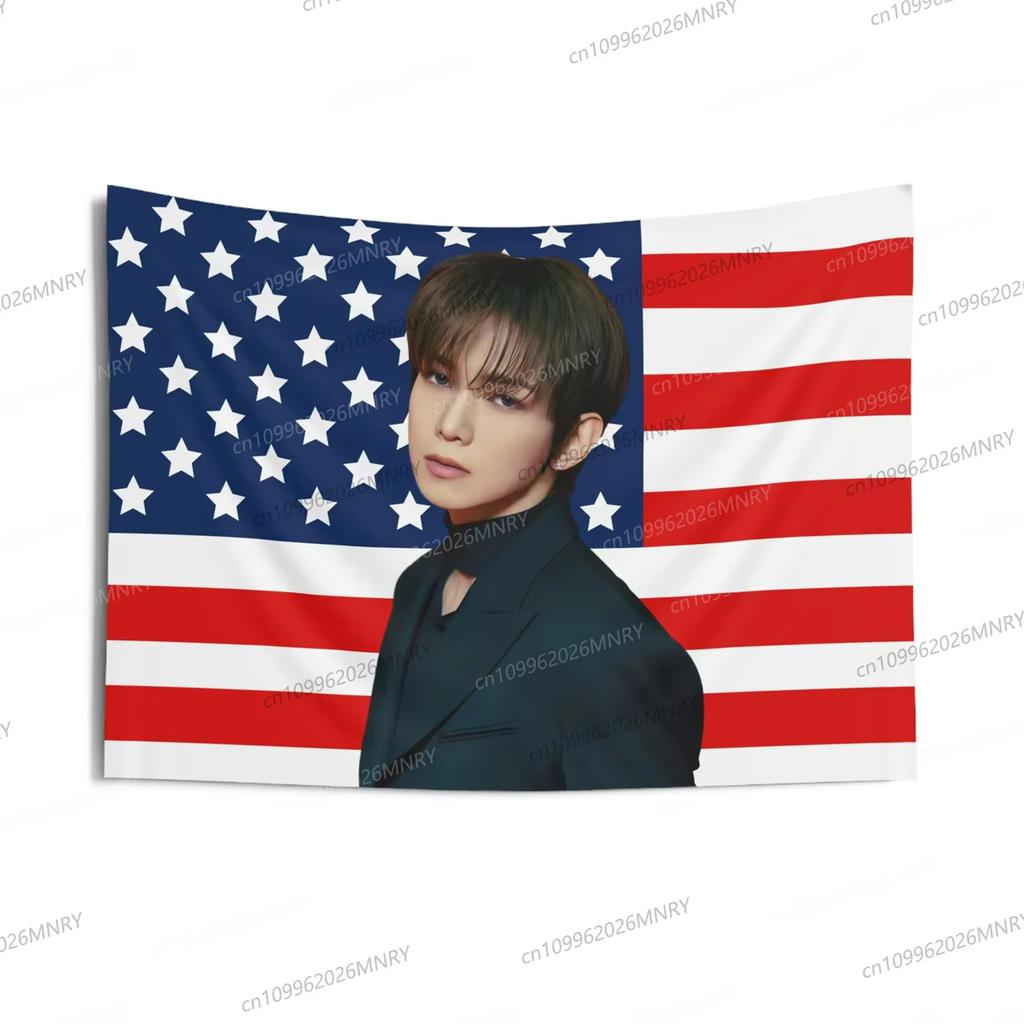 Mingi Handsome Face Mexican Flag Ateez Concert Banner Kpop FlagGolden Hour Part 3 In Your Fantasy Ateez World Tour Tapestry