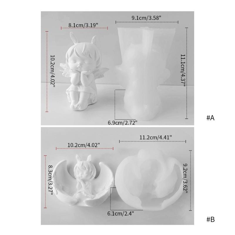 3D Angel Candle Mold Handmade Angel-Doll with Wing Silicone Mold For Soap Making For DIY Aromatherapy Plaster Decor