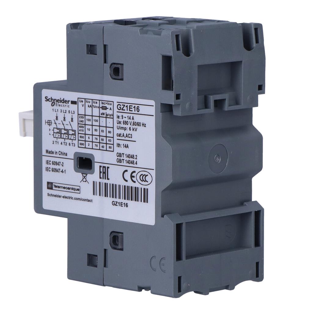 GZ1E motor circuit breaker, push-button drive, I=9-14A, box terminals