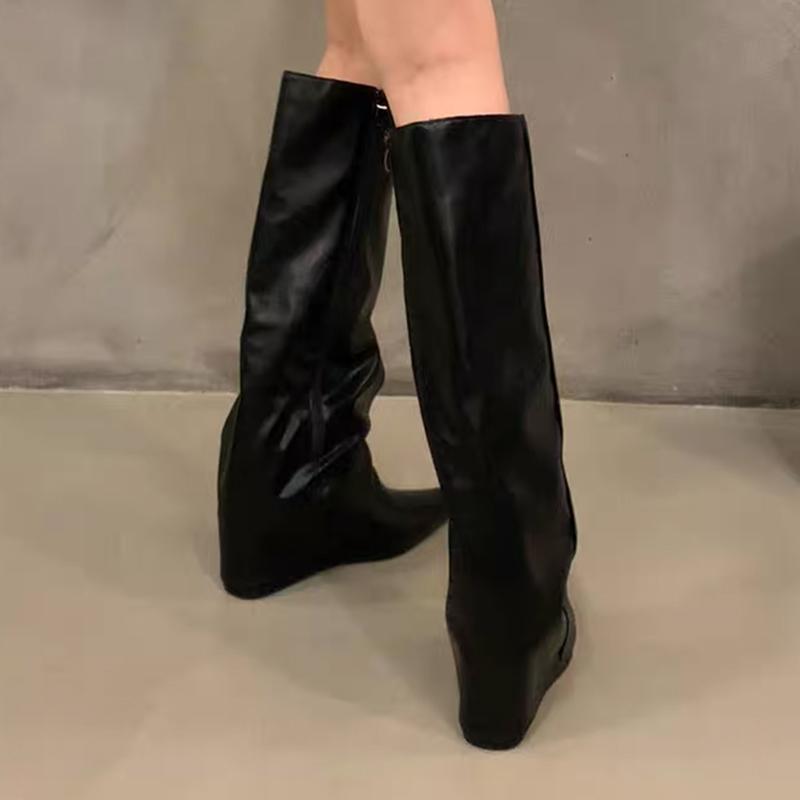 2026 New Wedges Women's High Heels Pointed Toe Designer Shoes High Heels Fashion Luxury Boots Winter Sexy Mujer Chelsea Botas