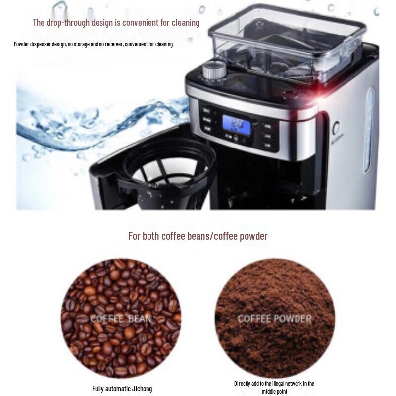 Donlim DL-KF4266 Automatische Filterkaffeemaschine mit Mahlwerk CN-Stecker (Adapter enthalten)