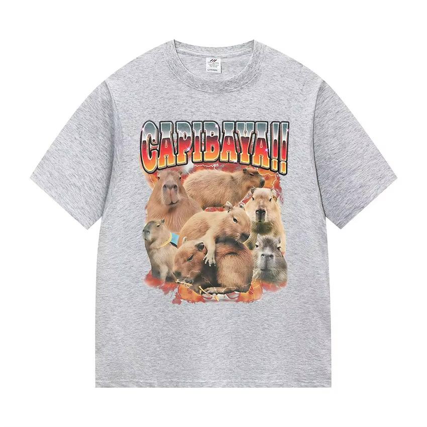 Funny Capybara Meme Graphic TShirts Unisex Women Fashion High Quality Cotton T Shirts Retro Oversized Short Sleeve Tees Streetwear