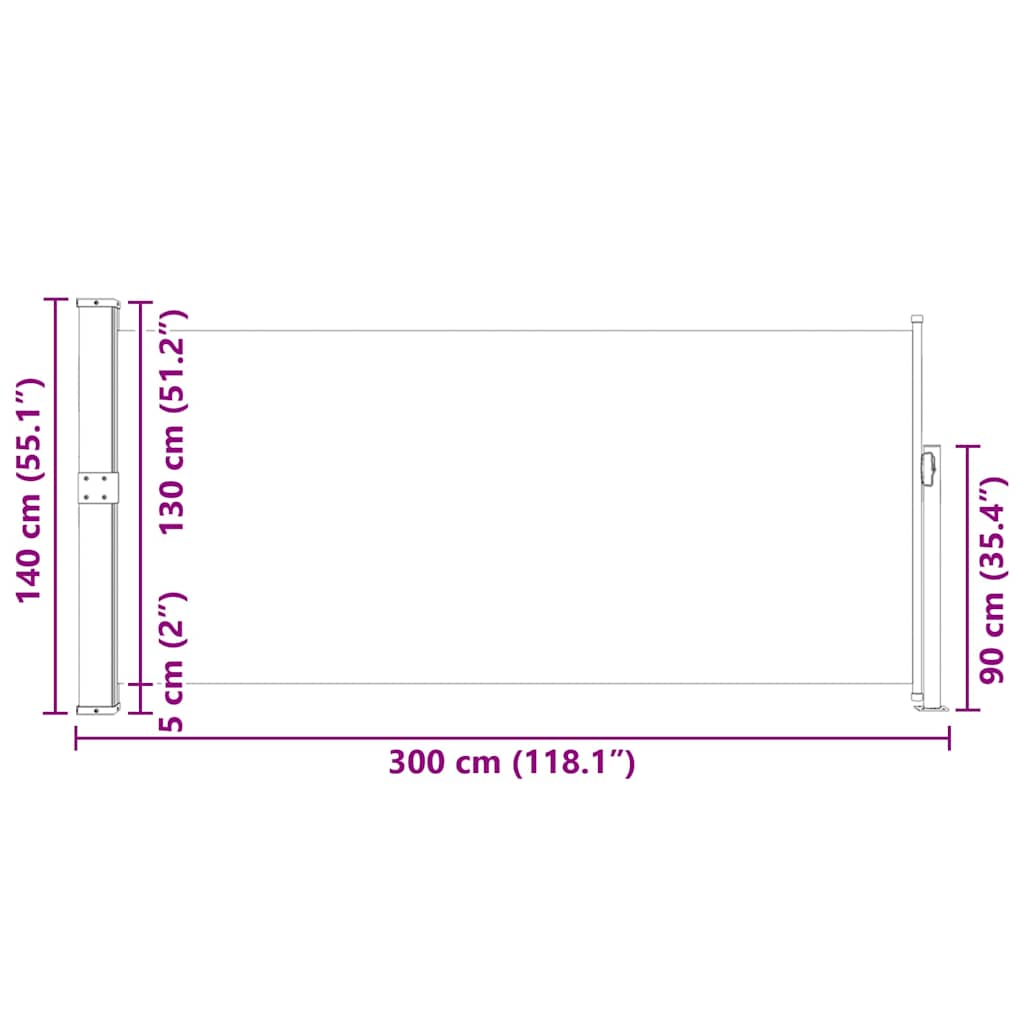 Retractable Side Awning 140 x 300 cm Blue