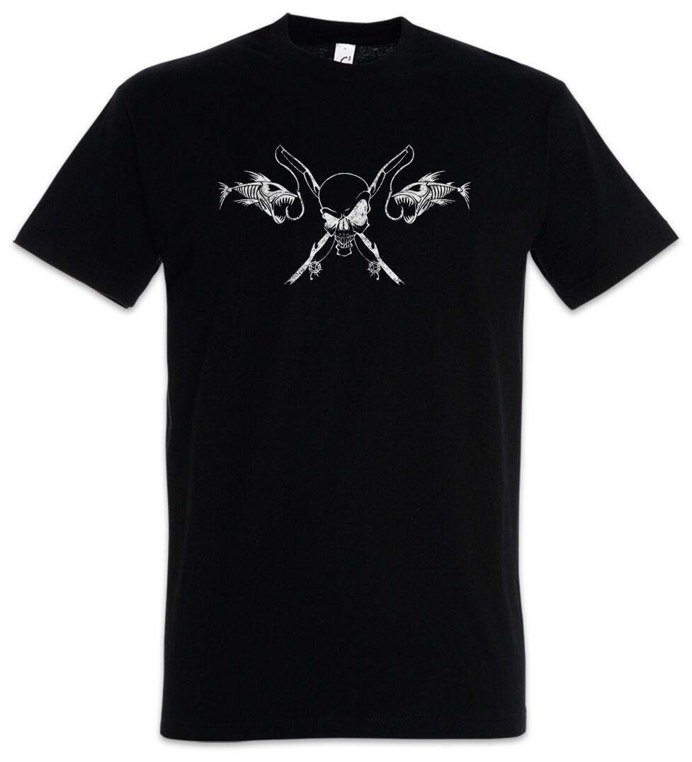 Fishing Skull Herren T-Shirt Skelett Fischskelett Fisch Fischen Angeln Angel XS