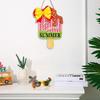 Summer Slippers Hanging Sign Flip Flop Shape Welcome Door Sign Rustic Watermelon Ice Cream Wooden Wreath for Farmhouse Front Door Patio Balcony Wall