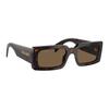 Prada Temple Lettering Rectangular Sunglasses Women's Brown