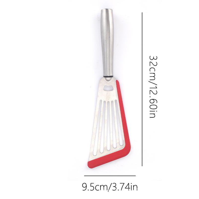 Stainless Steel Silicone Multi-functional Slotted Spatula - High Temp Resistant for Fish & Steak Frying, Cooking Tool