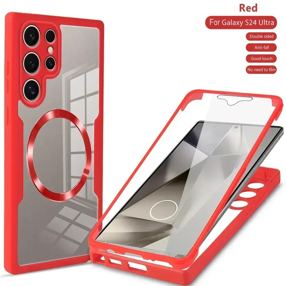 360° Full Shockproof Magsafe Case for Samsung Galaxy S25 S23 S22 S24 Ultra Plus FE Magnetic Wireless Charging Transparent Cover