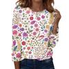 Women's Casual Long Sleeve Floral Print Round Neck Top for Everyday Wear