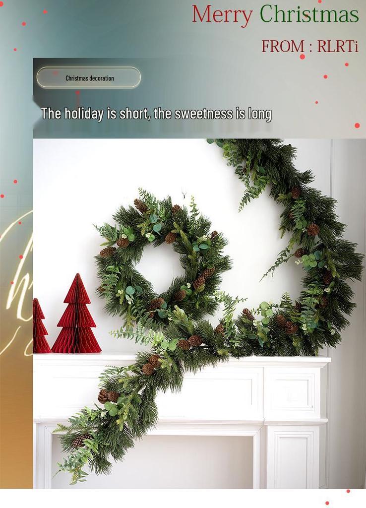 Forest Style PE Christmas Wreath for Door Hanging Decor