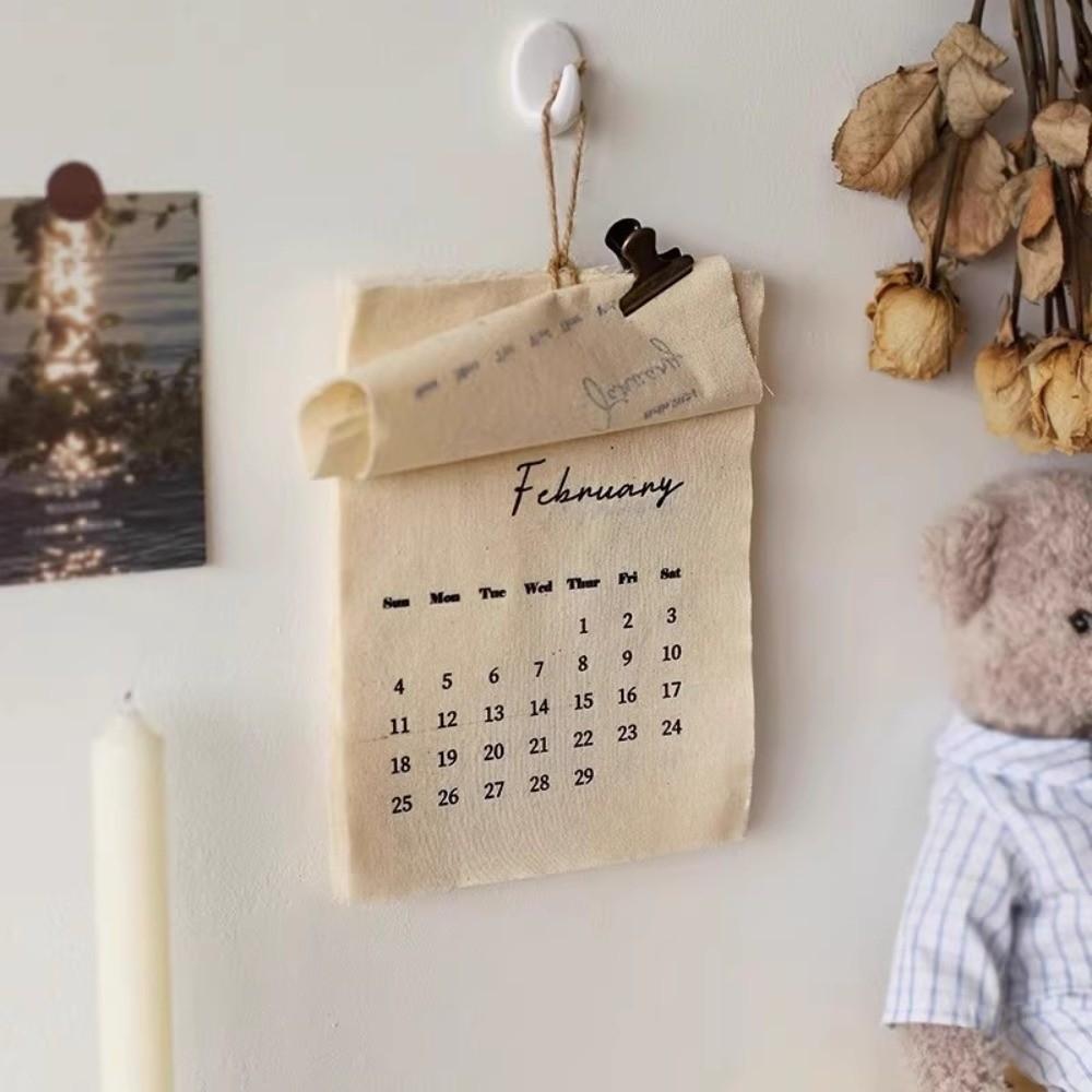 12-Month 2026 Fabric Wall Calendar Creative Ornaments Reusable Textile Planner Photos Props Eco-Friendly Wall Hanging Decor Gift