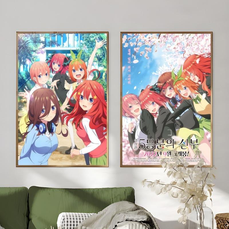 Anime The Q-Quintessential Q-Quintuplets Poster Sticky Wall Art Printing Waterproof Home Living Bed Room Bar Aesthetic Decor