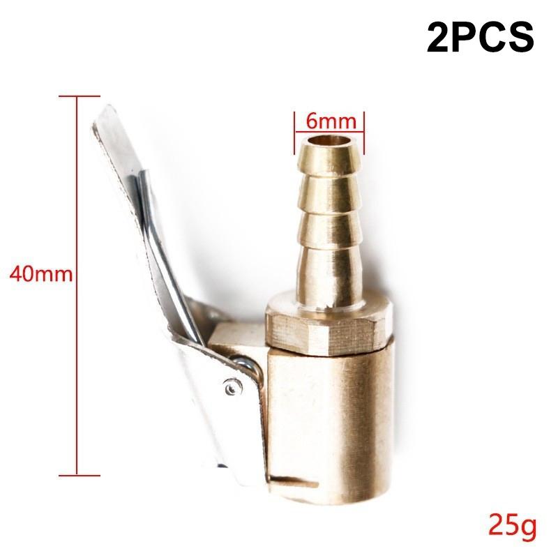 Brass Locking Nozzle Adapter 2PCS Tire Air Chuck Clip Durable Inflation for Car Motorcycle Bicycle Use