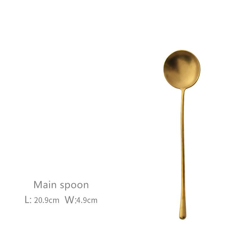 Nerezová ocel 304 Vintage Zlatý Steakový nůž a vidlička Lžíce Japonský styl Stará míchací lžíce Ovocná vidlička Dezertní nůž Vidlička Lžíce