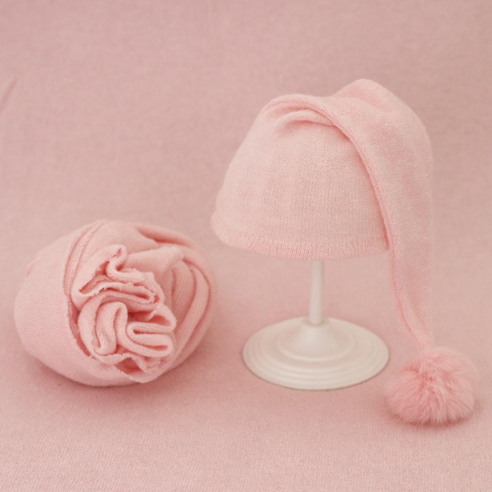 Baby Hat Newborn Photography Props Blanket Wrap Baby Fur Ball Knitted Beanie Hat Baby Photo Shoot Accessories