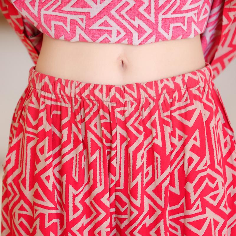 Plus Size Women Two Peice Sets Summer Loose Elegant High Waist Pant Sets Female Casual Vintage Print Oversize Suit
