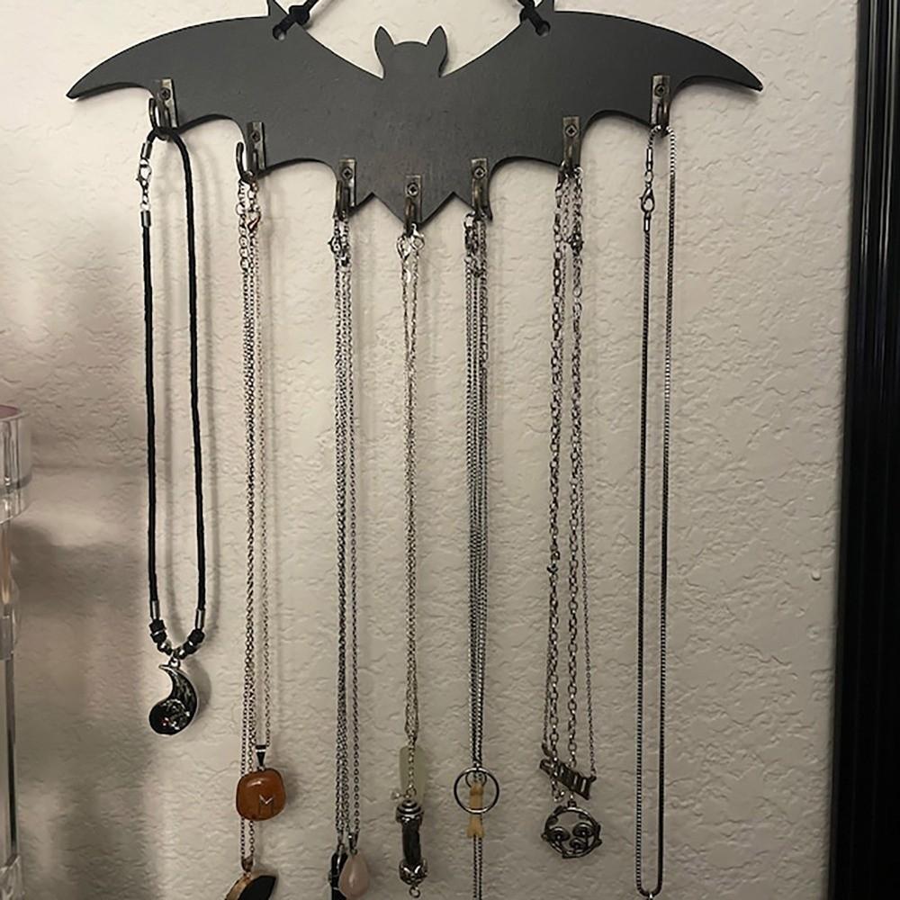 Retro Platzsparender Organizer Kleiderbügelständer Halloween Gotischer Schlüsselhalter Holzfledermaus Wandhaken Eingangsbereich