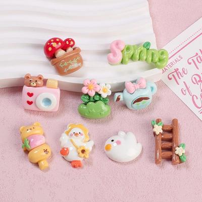 Handgefertigte Harz Enten Clog Schmucksteine - DIY Cartoon Frühlingsaccessoires mit Cremekleber