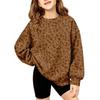 Girls' Fashion Leopard Print Neck Sweatshirt Casual Pullover Top for Everyday Wear