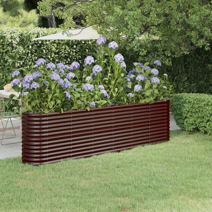VidaXL Lit Surélevé de Jardin Pot à Fleurs Boîte à Plantes Lit Surélevé Patio Terrasse Extérieur Acier Galvanisé 260x40x68cm 318905