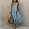 Women One Shoulder Maxi Dress White Solid Color Summer Beach Holiday Vacation Dresses