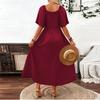 Women's Fashion Solid Color Square Neck Bohemian Five Sleeve Dress Concert Dress Beach Vacation
