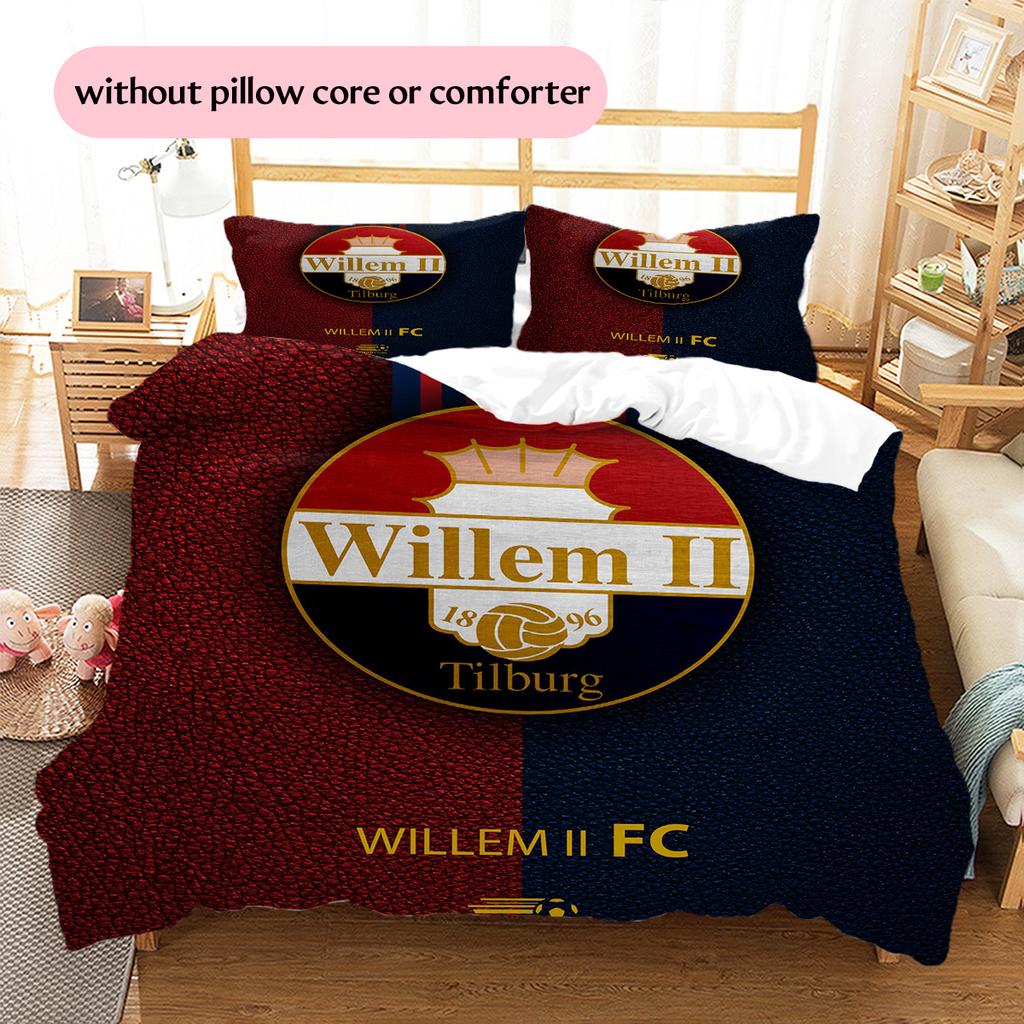 Willem II Tilburg Vzorované povlečení Sada prošívaných přikrývek Domácí dekorace Dárek (1 * povlak na peřinu + 2 * povlak na polštář bez jádra)