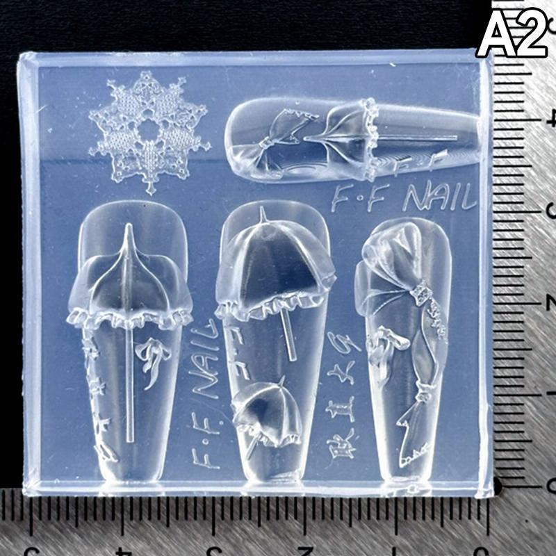 3D Silicone Nail Art Mold Butterfly Pattern Lace Parasol Circular Design DIY Nail Art Decor Transparent Manicure Template