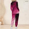 Women Plus Size Printed Nurse Scrub Set V Neck Long Sleeve Top With Pockets Long Pants