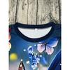 Blue Fantasy Women's Tee - Glowing Butterfly Graphic, Vibrant Iridescent Print Design for Casual Daily Wear